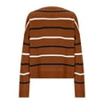 thumbnail image 5 of Fznquz Sweaters for Curvy Women Knitted Crewneck Striped Sweaters Casual Long Sleeve Brown Winter Clothes, 5 of 8