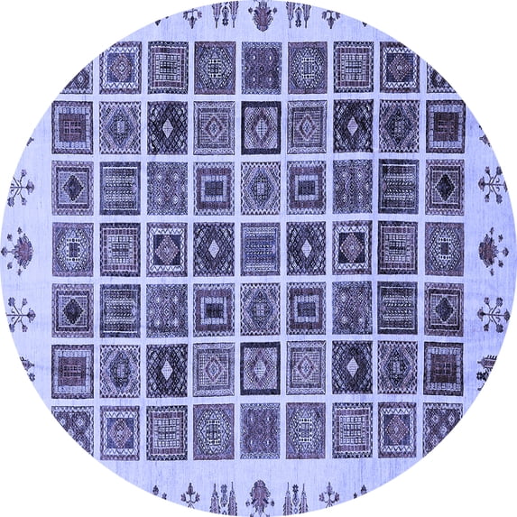 Ahgly Company Machine Washable Indoor Round Abstract Blue Modern Area Rugs, 4' Round