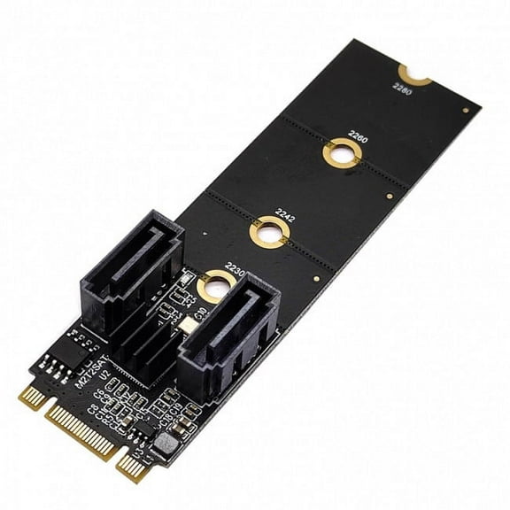 JSER NGFF Key B M PCI Express to SATA 3.0 6Gbps Dual Ports Vertical Adapter Converter Hard Drive Extension Card JMB582 2230 2242 2260 2280