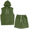 thumbnail image 2 of Dpytoraw Men's Workout Hooded Tank Tops Sleeveless Gym Shirt Sweat Shorts Hoodie Set 2 Piece Outfits Jogging Suits, 2 of 5