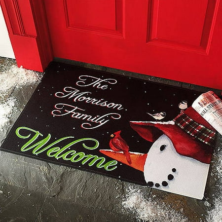 Personalized Snowman & Cardinal Doormat, Multiple Sizes