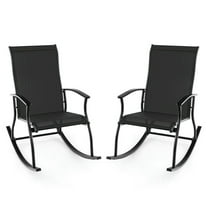 YYAo Outdoor Patio Rocking Chairs,2 Pieces Outdoor Rocking Chairs with Breathable Backrest-Black