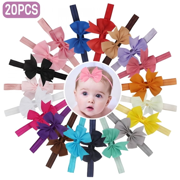 TUWAFE 20pcs Nylon Newborns Hairbands Elastic Baby Girls Headbands Infants Toddlers Hair