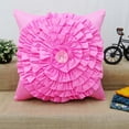 thumbnail image 1 of S4Sassy Handcrafted Decorative Pink Ruffled Cushion Cover Floral Pillowcase Square Throw 12 x 12, 1 of 5