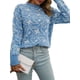 thumbnail image 4 of VISgogo, suéter de punto esponjoso para mujer, primavera, informal, estampado de estrellas, suelto, manga larga, cuello redondo, pulóver, Tops, ropa de calle VISgogo moda, 4 of 7