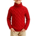 thumbnail image 2 of NAISIBABY Kids Boys Sweater, Thick Warm Turtleneck Long Sleeve Winter Fashion Pullover Cable Knit Tops Red 9T, 2 of 5