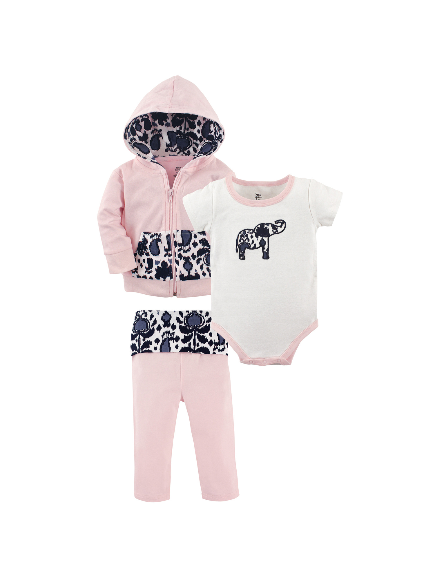 Yoga Sprout Yoga Sprout Baby Girl Hoodie, Bodysuit & Pants, 3pc