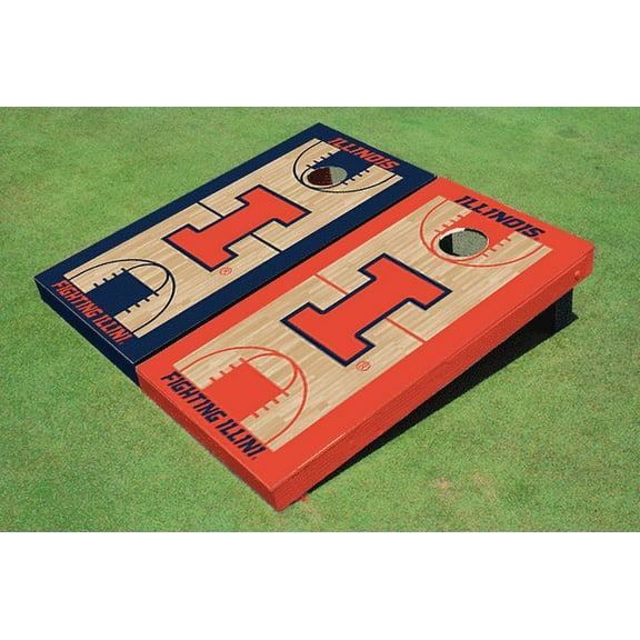 University of Illinois Alternating Basketball Court Custom Cornhole Board