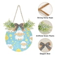 thumbnail image 2 of Cute Sheep and Sunflowers Front Door Porch Decoration Hanging Sign with Artificial Green Plants and Bow for Home Outdoor Indoor, 2 of 7