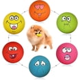 thumbnail image 4 of Juguetes chirriantes para perros con cara sonriente, bolas chirriantes de látex suave para cachorros, perros pequeños, 6 piezas/juego, juguetes chirriantes para perros de látex, masticación, 4 of 5