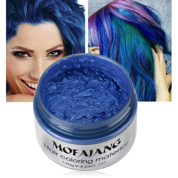Hair Color Wax, Instant Purple Hair Color Wax, Temporary Hairstyle Cream,  Hair Pomades, Hairstyle Wax for Men and Women-Blue 