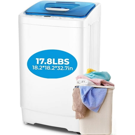 Tikmboex 17.8LBS Portable Washing Machine with 8 Programs 3 Water Temperatures 3 Water Levels Selection, Fully Automatic Washer with Clear Lid and LED Display, Quiet and Energy Efficient