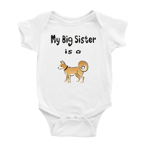 My Big Sister Is A Akita Dog Funny Baby Bodysuit Boy Girl Unisex
