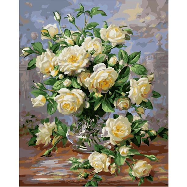 Wdftyju 30x40cm rosa blanca DIY pintura por números pintura al óleo Kit lienzo Wdftyju 1dg2ut3vm8rx0xj6