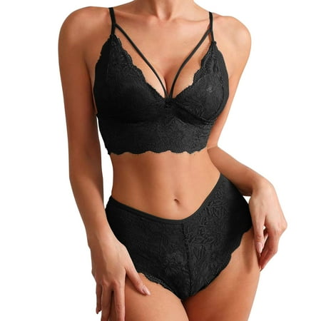 LARUYEKO Sexy Clouds Lace Edge No Steel Ring Bra Set Beautiful Back Big Chest Showing Small Vest Style Underwear Set Female Europe and America Lace Lingerie Set plus Size Lace ware Set Underwear Set