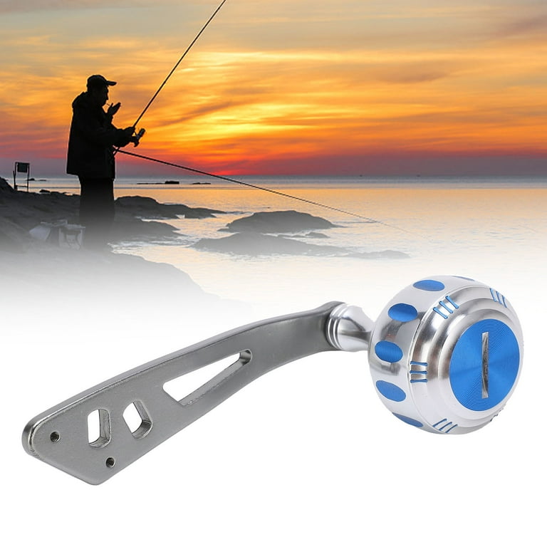 Fishing Reel Handle, Metal Power Handle Knob Grip Replacement with Assembly  Parts for Baitcasting Drum Reel[Silver Blue]