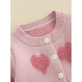 thumbnail image 5 of Liacowi Newborn Baby Girls Heart Sweater Button Knitted Sweater Cardigan Infant Fall Cardigan Jackets Valentines Day Clothes, 5 of 8