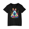 thumbnail image 4 of QTBIUQ Ester Bunny Graphic Tee for Kids Toddler Boys Girls Easter Eggs Cute Top Summer Spring Easter T-Shirts for 3-10 Years Old, 4 of 5