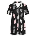thumbnail image 5 of XUNKUSGA 2PC Womens Pajamas Set Soft Silky Satin Short Sleeve Top with Shorts Sleepwear Pj Set Comfortable Button Down Vacation Beach Shorts Set Loungewear Pjs S-2XL Black, 5 of 7