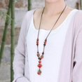 thumbnail image 2 of Boho Ceramic Statement Necklaces Woman Long Wood Sweater Chain Pendant Jewelry, 2 of 7
