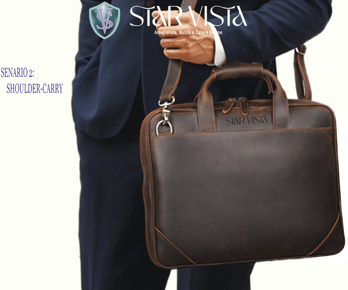 STAR VISTA Vittorio Slim Laptop Messenger Bag, Full Grain Leather Briefcase for Men, Dark Brown, Fits 15.6" Laptop, YKK Zippers and Brass Hardware