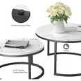 thumbnail image 4 of Momspeace Round Nesting Coffee Table, Set of 2 Modern Coffee Table with Faux Marble Top for Living Room, Apartment, Office - Black, 4 of 6