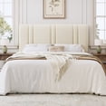 thumbnail image 2 of SHA CERLIN Full Size Platform Bed Frame, Velvet Upholstered Bed with Adjustable Headboard, Vertical Channel Tufted Design, Sturdy Wood Slat Support, No Box Spring Needed, Easy Assembly, Cream White, 2 of 7