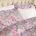 thumbnail image 4 of 300 Thread Count 100% Cotton Floral Duvet Cover & Pillow Shams Set, King/California King, Silver - Blue Nile Mills, 4 of 6