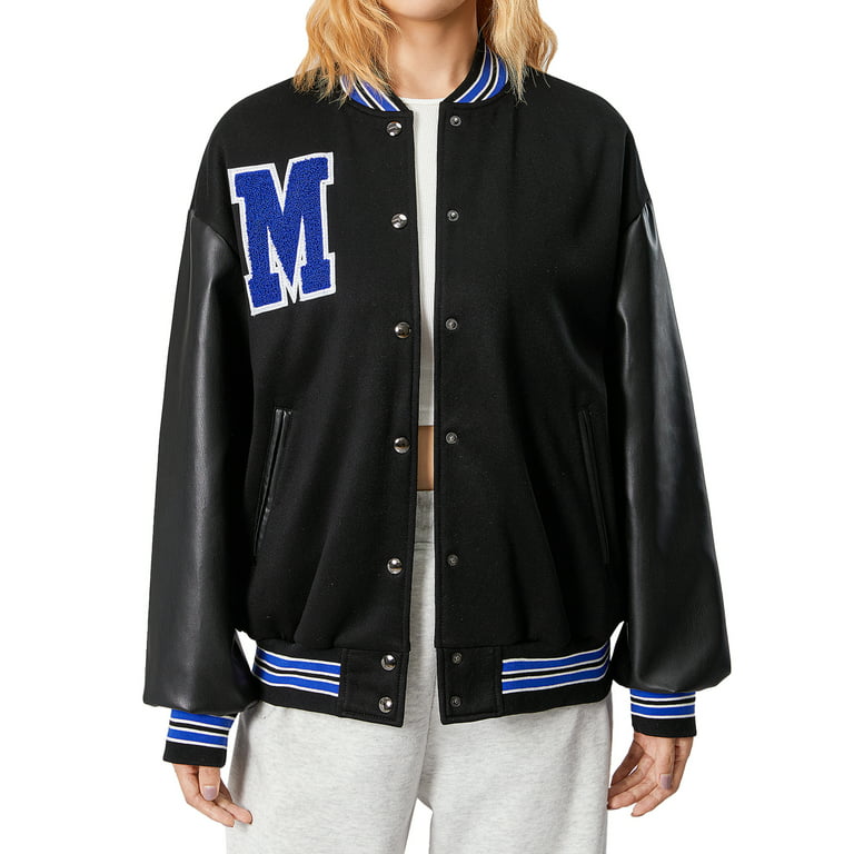 TheFound Womens Oversized Y2K Bomber Jacket Casual Boyfriend Baseball  Jacket Harajuku Long Sleeve Varsity Jacket Streetwear Coat Brown Green S 
