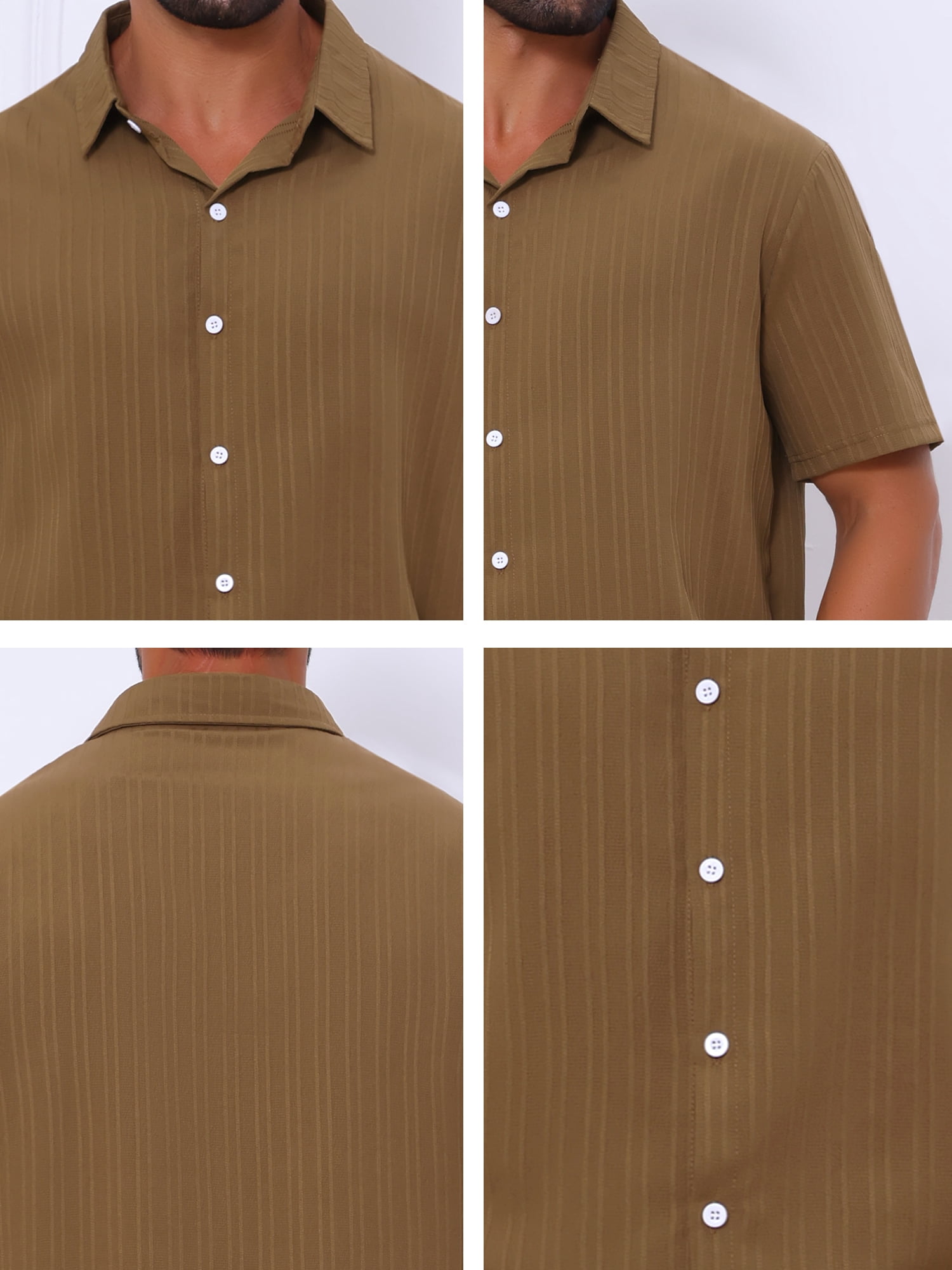 DARING DIVA Men's Short Sleeve Button Down Beach Summer Casual Shirt for Men XL Brown
