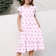 thumbnail image 4 of SDNall Summer Dresses for Girls 2024 Fashion Girls' Summer New Short Sleeve Ruffled Pockets Round-Neck Printed Dresses for 6-15 Years Kids, 4 of 9