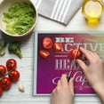 thumbnail image 3 of Fitness Cutting Board, Typographic Design with Be Active Be Healthy Be Happy Words, Decorative Tempered Glass Cutting and Serving Board, Large Size, Fuchsia White Peach, by Ambesonne, 3 of 5