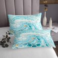 thumbnail image 3 of Erosebridal Aqua Blue Marble Coverlet Set Queen, Abstract Honeycomb Bedding Set 3 Pieces, 3 of 5