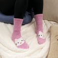 thumbnail image 2 of BambooMN Women's Super Soft Warm Cute Animal Non-Slip Fuzzy Fluffy Crew Winter Home Socks, Pink Kitty Extra Large - 1 Pair, 2 of 6