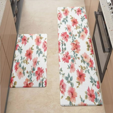 

Anti Fatigue Kitchen Mat Flower Pattern Kitchen Rugs Non Slip Cushioned Standing Mat for Sink Floor Laundry Office Desk Pro 17.3 x 59