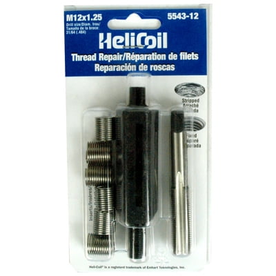 Helicoil Thread Repair Kit 5543-12 Universal; M12 x 1.25 Thread Size; With 6 Heli-Coil Inserts/Installation Tool/Tap