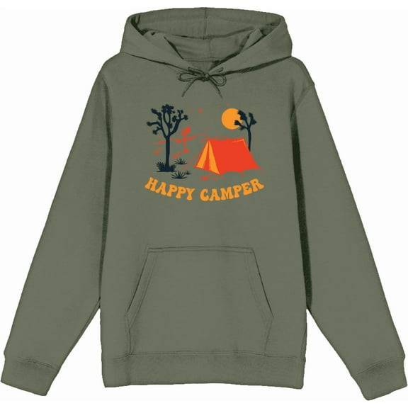 Adventure Society Happy Camper Blue Adult Long Sleeve Hoodie-Medium