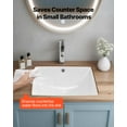 thumbnail image 6 of VEVOR Undermount Bathroom Sink, 18.11 x 12.99 Inch Rectangular White Ceramic Vessel Sink with Overflow Hole, Under Counter Drop in Modern Lavatory Vanity Bath Wash Bowl Basin, Rectangle Small Space, 6 of 9