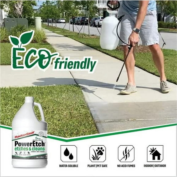 PowerEtch Concrete Etcher & Cleaner - Opens Pores, Neutralizes & Cleans, Preps Concrete for Sealers, Paints, Coatings, & Stains. Safe for Indoor Use. Acid Free