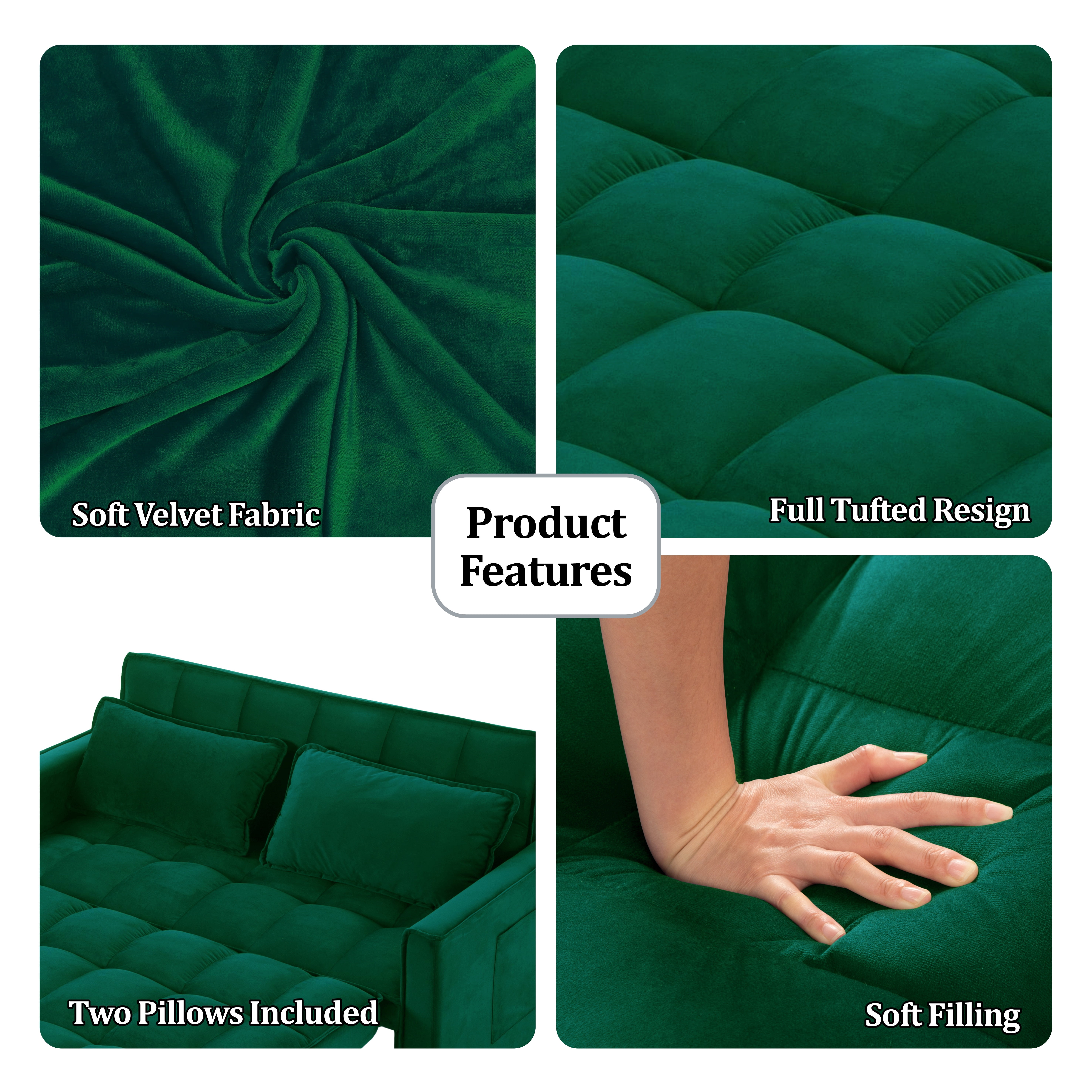 Gewnee 53.94" Pull-Out Sofa Bed – Convertible Twin Size Sleeper Bed,3 Adjustable Backrest Angles & Storage Side Pocket for Living Room,Office,Guest Room.Green