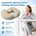 thumbnail image 3 of Donut Pillow Seat Cushion - Cooling Gel Donut Chair Cushions, Memory Foam Seat Cushion for Office & Home, Car Seat Cushion and Butt Pillow, Hemorrhoids Pillow and Tailbone Pain Relief, Khaki, 3 of 14