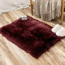 Rosnek Fluffy Rug Soft Shaggy Faux Fur Area Rug Luxury Plush Rectangle Carpet for Bedroom Living Room, 23.6"x 47.2", Wine Red