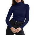 thumbnail image 6 of TrdSipl Women's Casual Slim Basic Top Knit Lightweight Turtleneck Pullover Sweater 2025 Winter Thermal Undershirts Navy M, 6 of 6