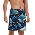 thumbnail image 2 of Kdxio Playful Whales Underwater Scene Print Mens Sleep Shorts Bottoms Soft Comfy Pajama Wear Pants with Drawstring Pockets, 2 of 5
