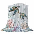 thumbnail image 6 of Coastal Turtle Blanket Soft Cozy Warm Throw Blanket for Couch, Plush Fuzzy Flannel Fleece Blankets for Sofa, Ocean Starfish Coral Nautical Octopus Bed Blankets Lightweight Gifts for Women, 30"x40", 6 of 9