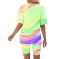 thumbnail image 5 of Blouses pour Femmes, Mode Imprimée Blouse Col en V Manches Courtes Hauts Shorts Ensemble Décontracté, 5 of 5