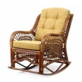 thumbnail image 4 of Malibu Handmade Natural Rattan Living Room Set of 2 Rocking Lounge Chairs with Light Brown Cushions and Round Coffee Table with glass Colonial (Light Brown Color), 4 of 9