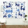 thumbnail image 3 of MKHERT Horse Blue Flower Window Curtains Kitchen Curtain Room Bedroom Drapes Curtains 26x39 inch, 2 Piece, 3 of 3