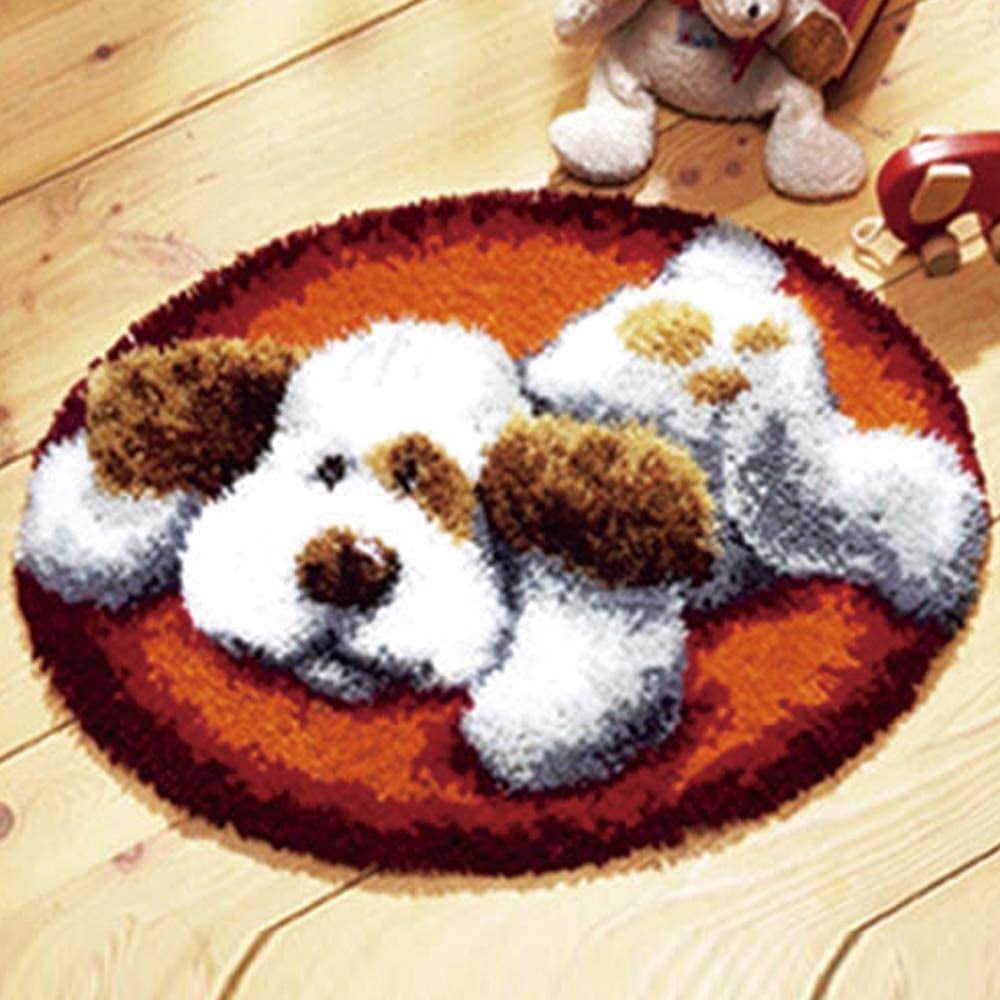 YAKOLECI Latch Hook Kits for Adults Kids, Dog Pattern Rug Handmade Craft DIY Shaggy Home Decoration (19.6''x11.8''Dog)