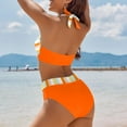thumbnail image 4 of Ovticza Two Piece Bathing Suit Women Swimsuits Tummy Control Printed Bikini Sets for Women Halter Ruched Bathing Suits for Women Saffron XL, 4 of 5